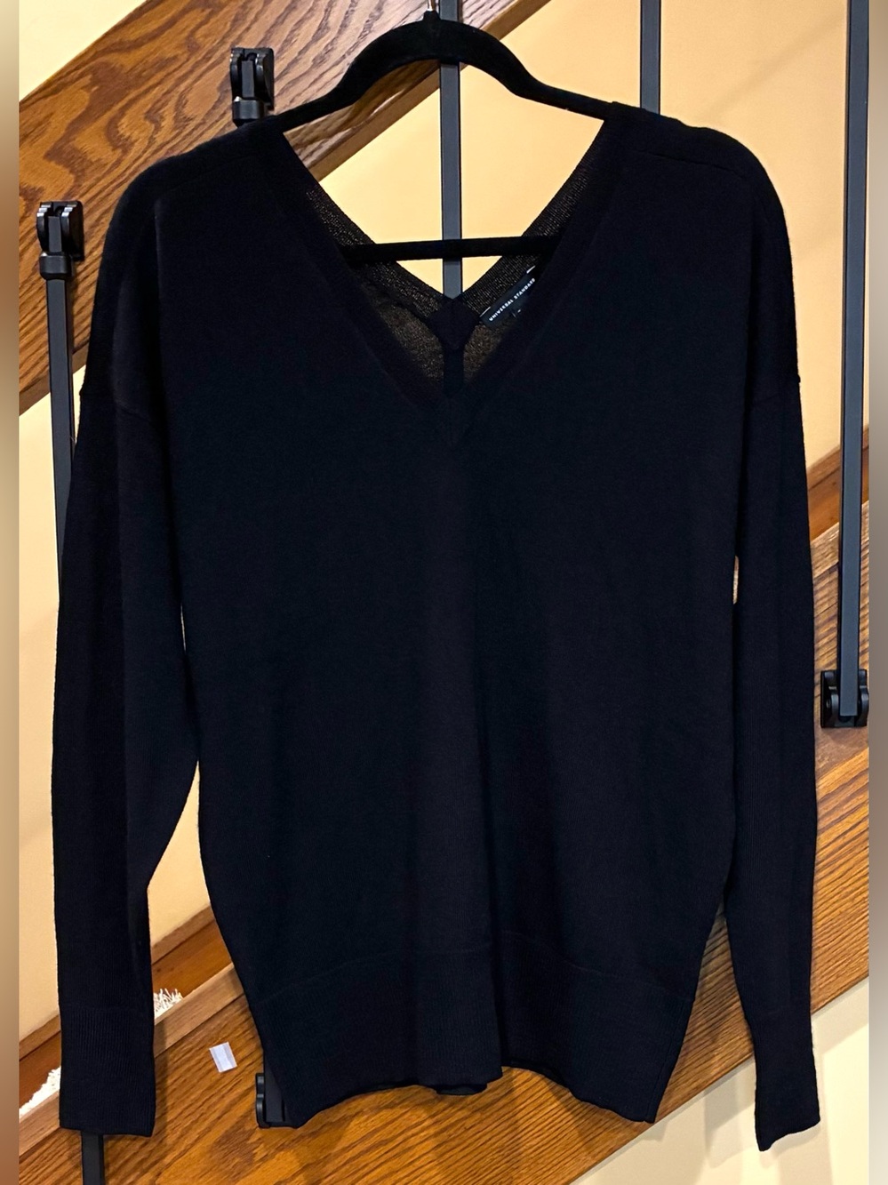Universal Standard Sweater Double V Neck Merino Wool Black SZ. 2XS /US M-6-8 NWT